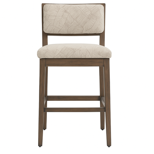 Upholstered Armless Teak Outdoor Bar Stool