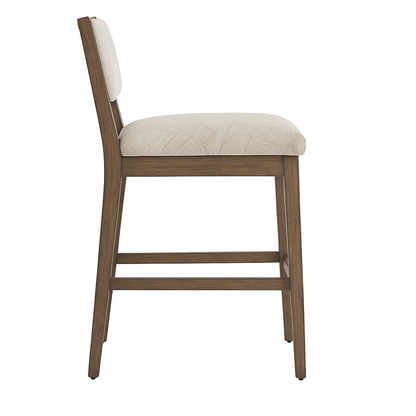 Upholstered Armless Teak Outdoor Bar Stool
