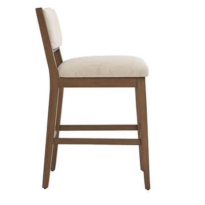 Upholstered Armless Teak Outdoor Bar Stool