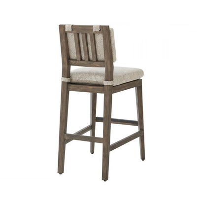 Upholstered Armless Teak Outdoor Bar Stool