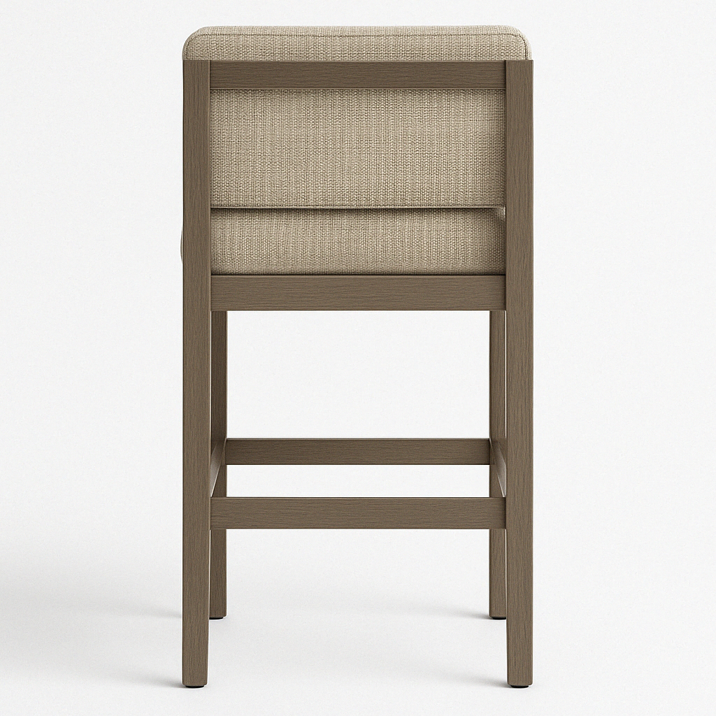 Upholstered Armless Teak Outdoor Bar Stool