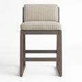 Upholstered Armless Teak Outdoor Bar Stool