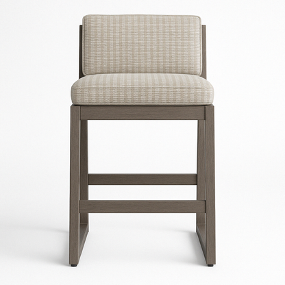Upholstered Armless Teak Outdoor Bar Stool