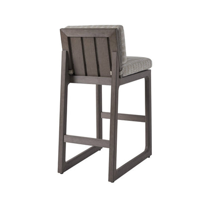 Upholstered Armless Teak Outdoor Bar Stool
