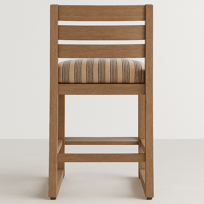 Upholstered Armless Teak Outdoor Bar Stool
