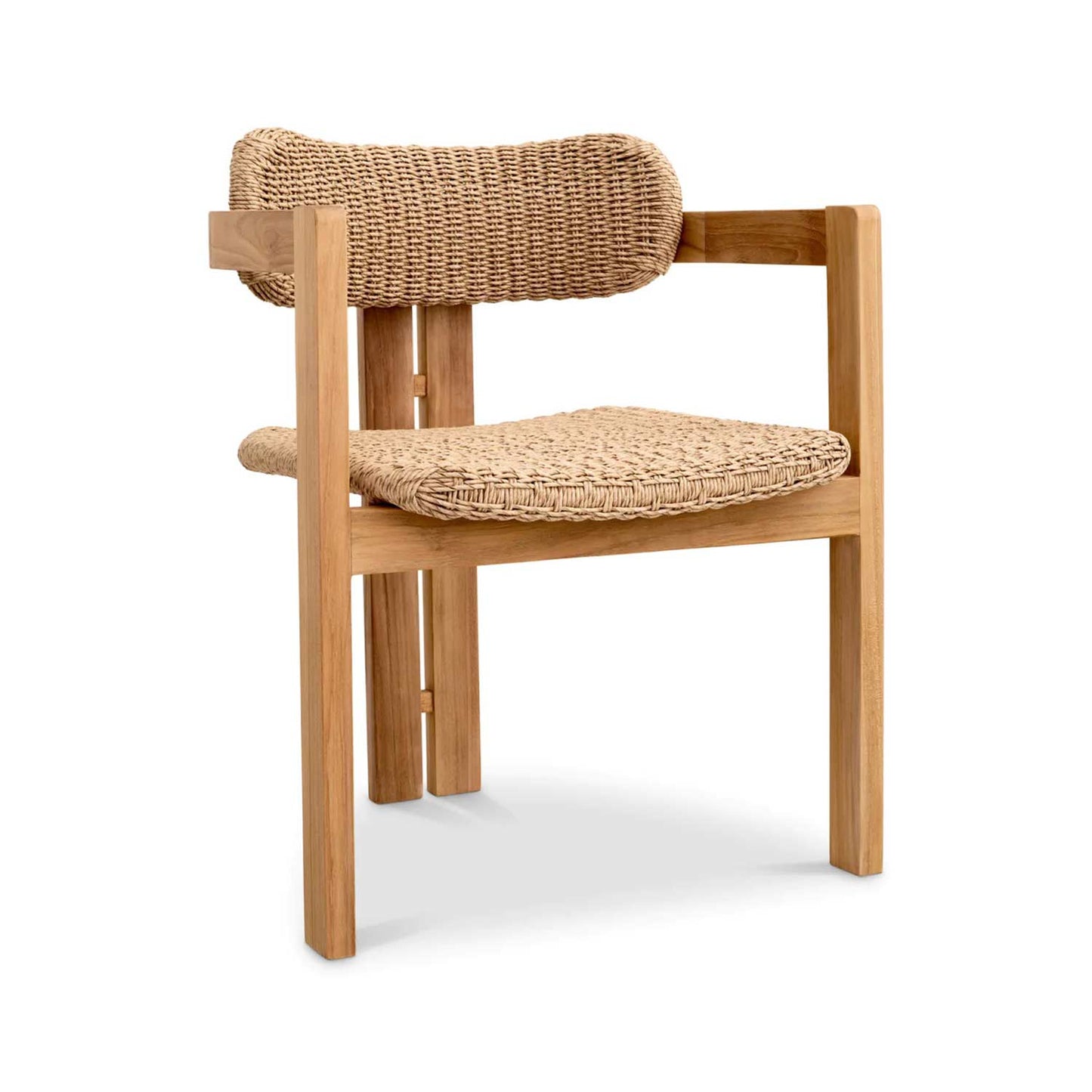 Teak Outdoor Dining Chair with Seat and Back Weaving