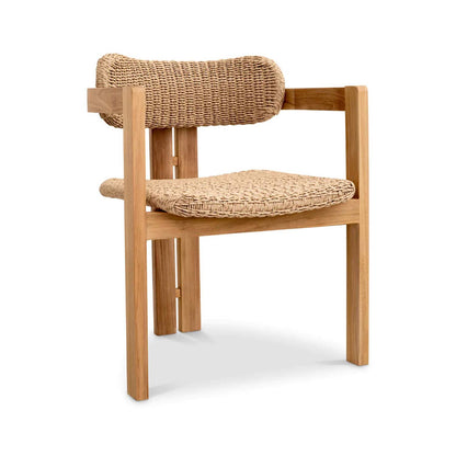 Teak Outdoor Dining Chair with Seat and Back Weaving