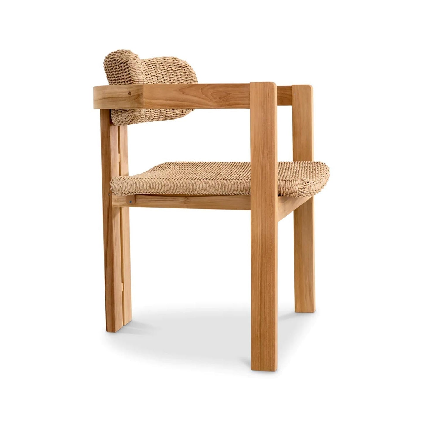 Teak Outdoor Dining Chair with Seat and Back Weaving