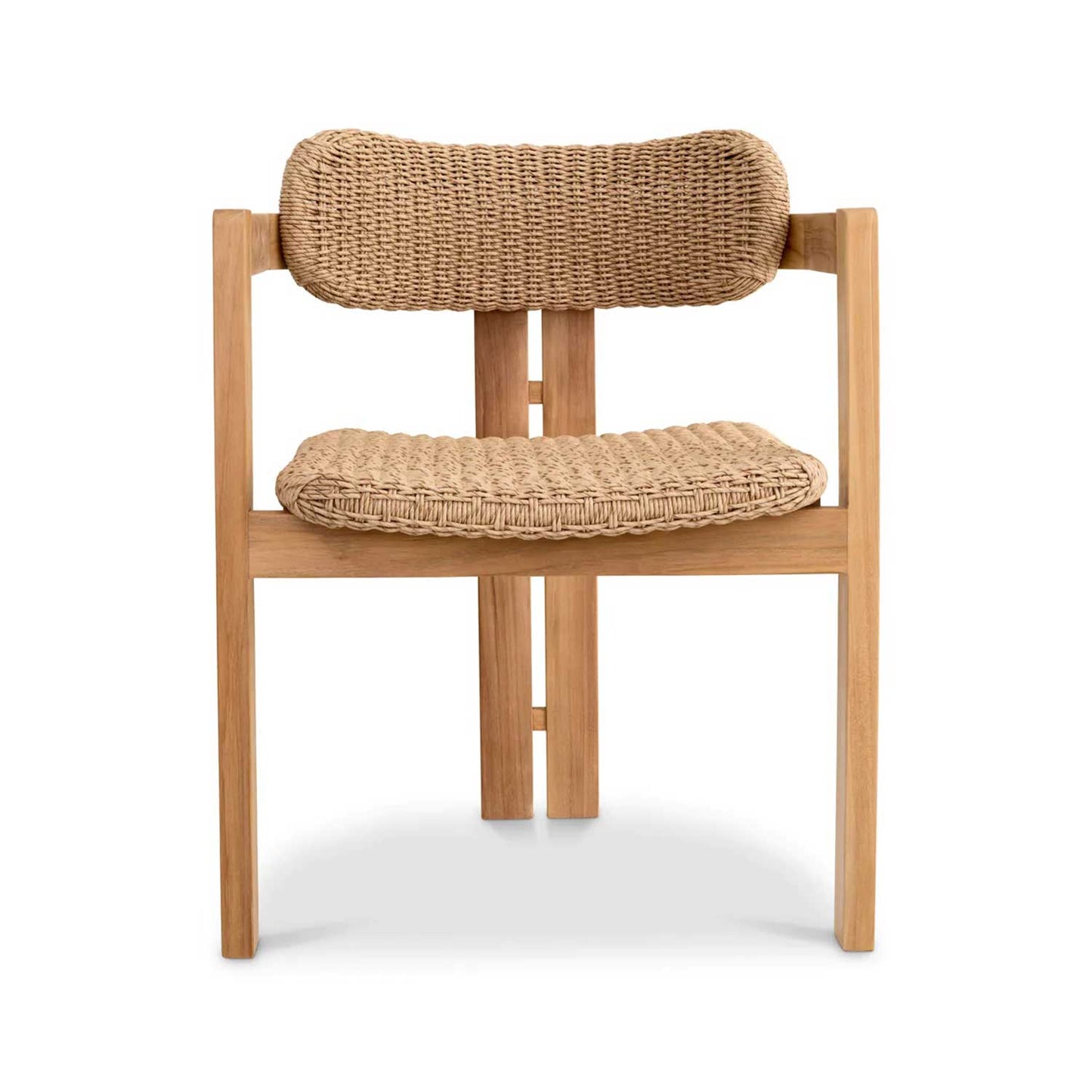 Teak Outdoor Dining Chair with Seat and Back Weaving