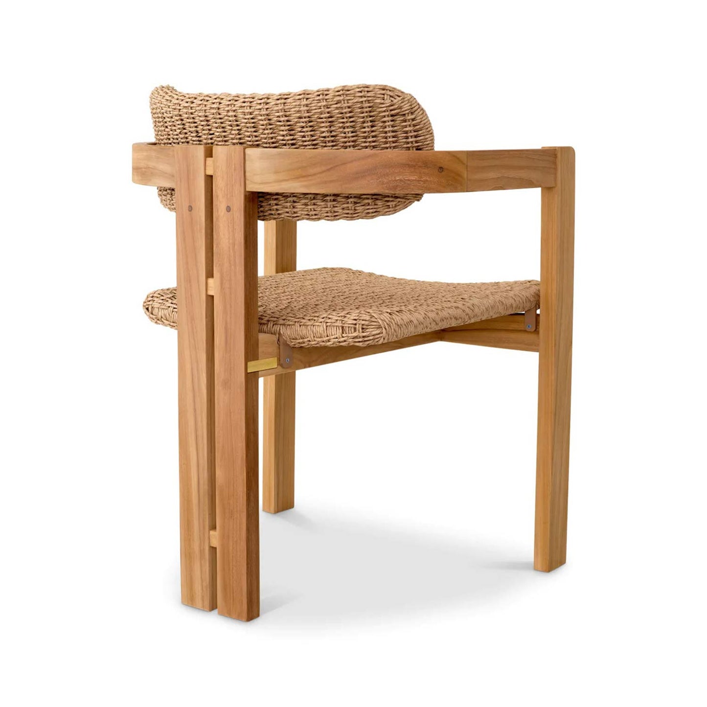 Teak Outdoor Dining Chair with Seat and Back Weaving