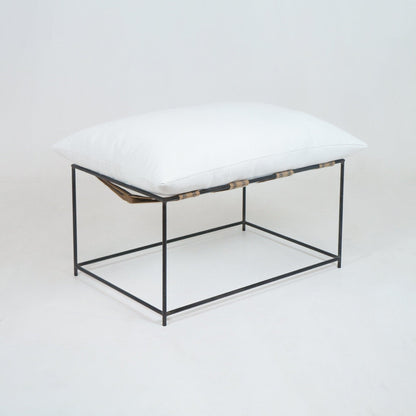 Pavilion Outdoor Ottoman in White Linen