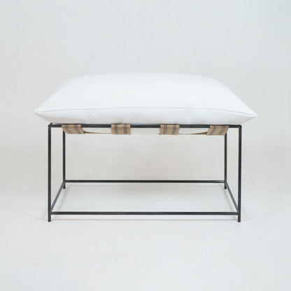 Pavilion Outdoor Ottoman in White Linen