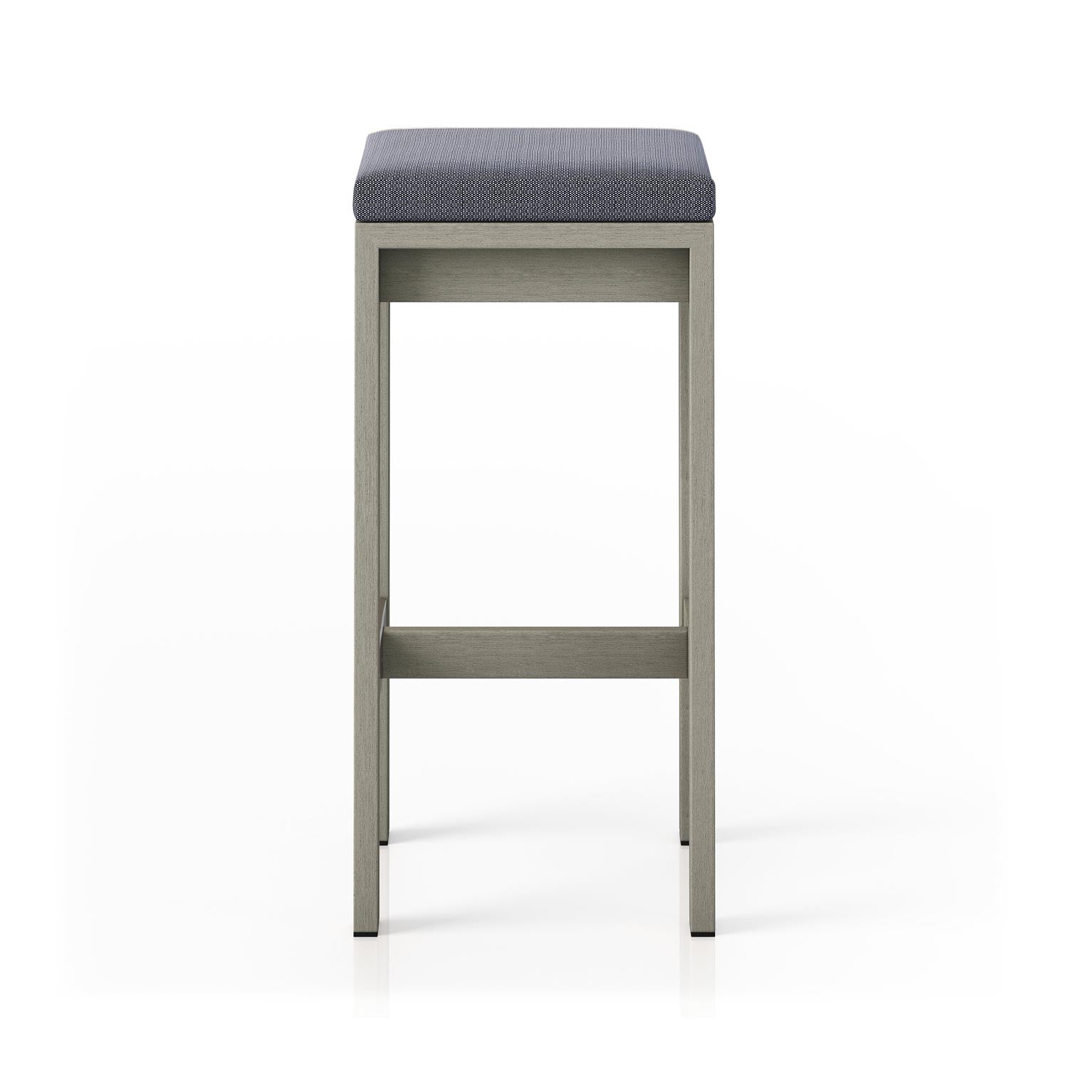 Upholstered Backless Teak Outdoor Bar Stool