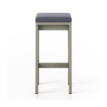 Upholstered Backless Teak Outdoor Bar Stool