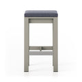 Upholstered Backless Teak Outdoor Bar Stool