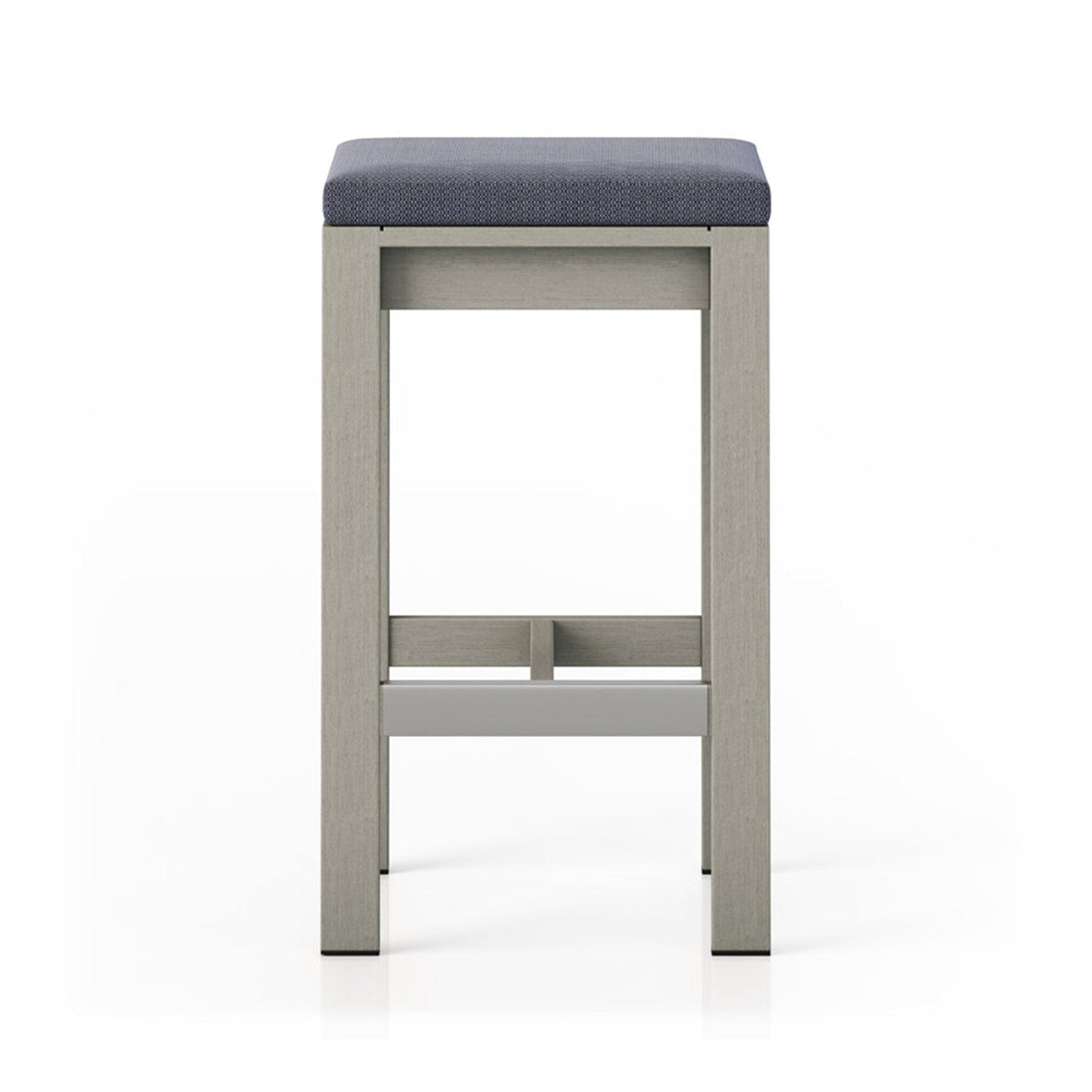 Upholstered Backless Teak Outdoor Bar Stool
