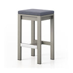 Upholstered Backless Teak Outdoor Bar Stool