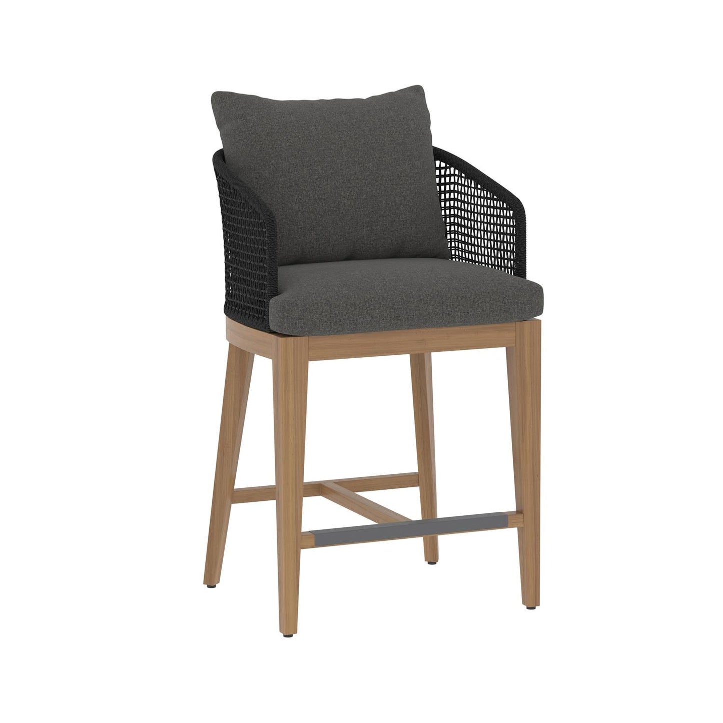 Upholstered Teak Outdoor Bar Stool