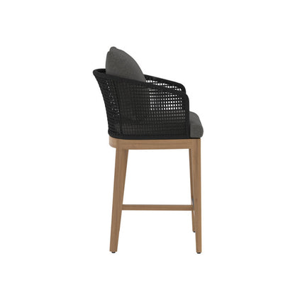 Upholstered Teak Outdoor Bar Stool