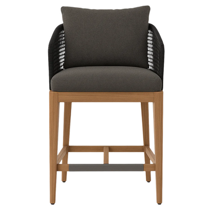 Upholstered Teak Outdoor Bar Stool