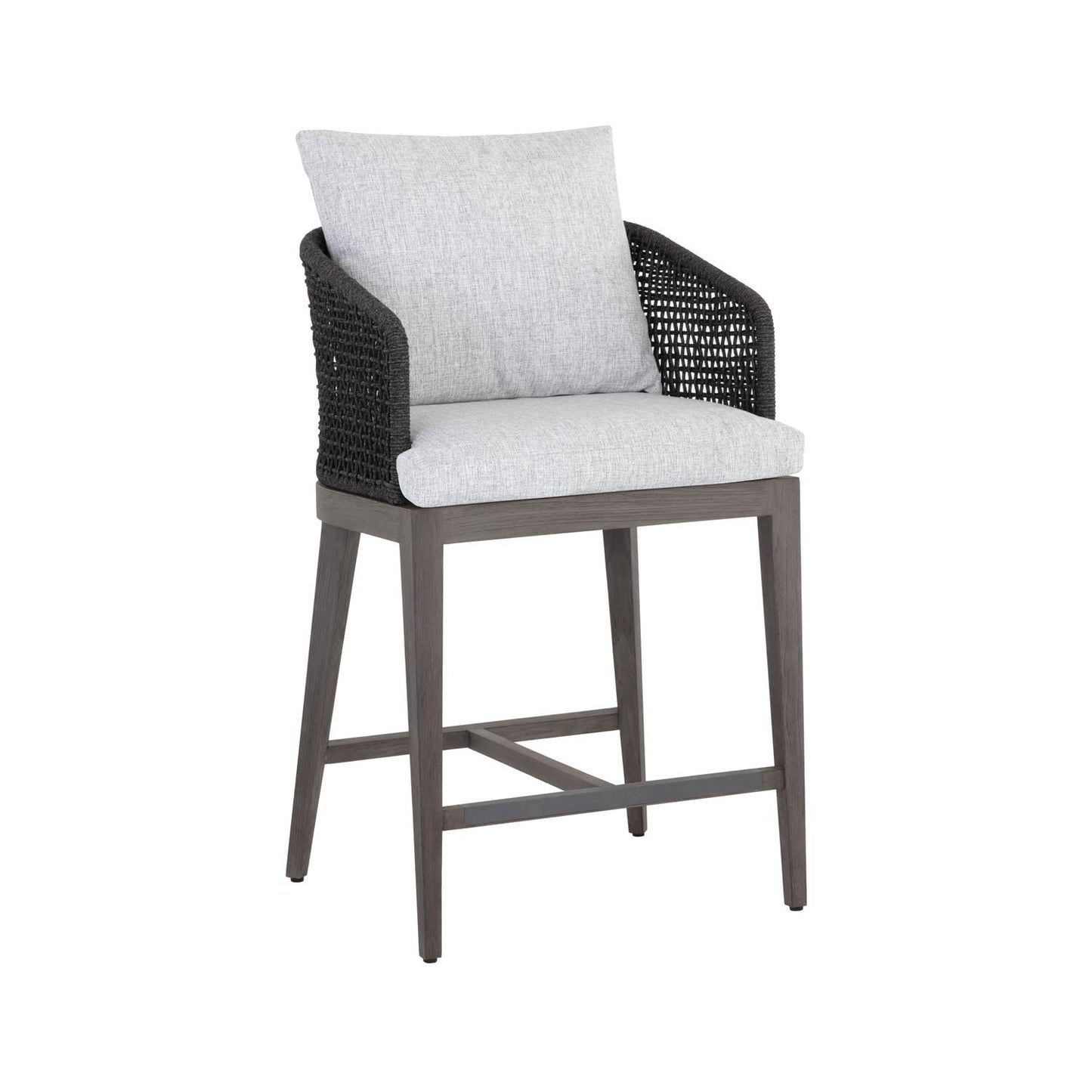 Upholstered Teak Outdoor Bar Stool
