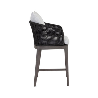 Upholstered Teak Outdoor Bar Stool
