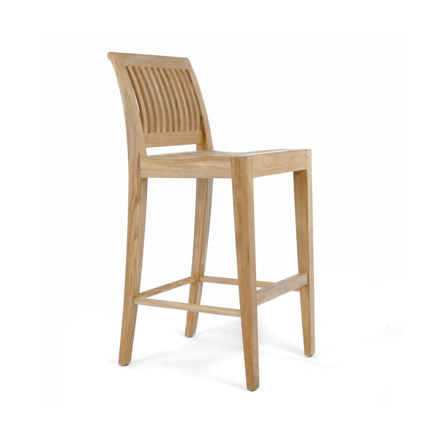 Upholstered Armless Teak Outdoor Bar Stool