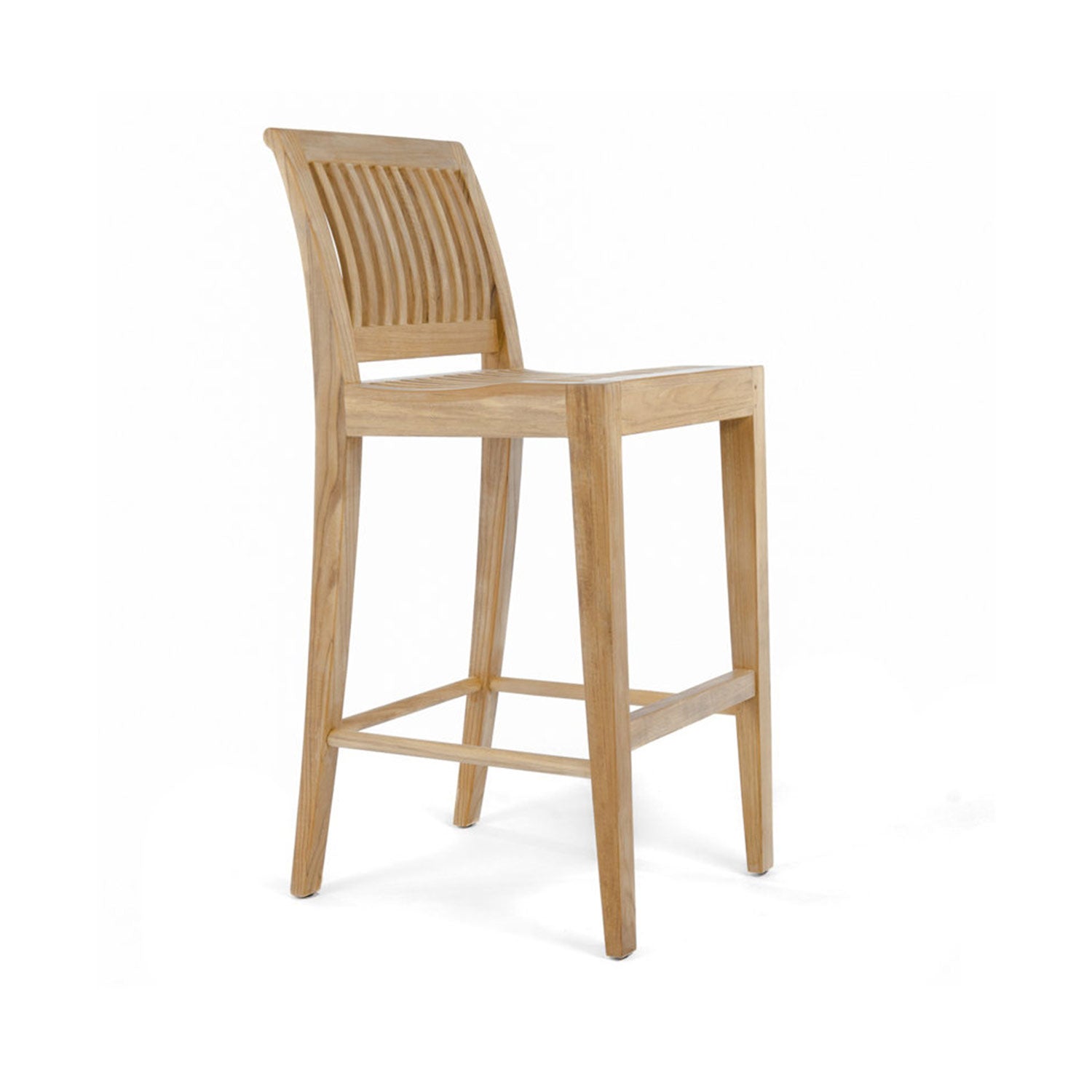 Polsterloser Armlehnloser Teak-Außenbarhocker