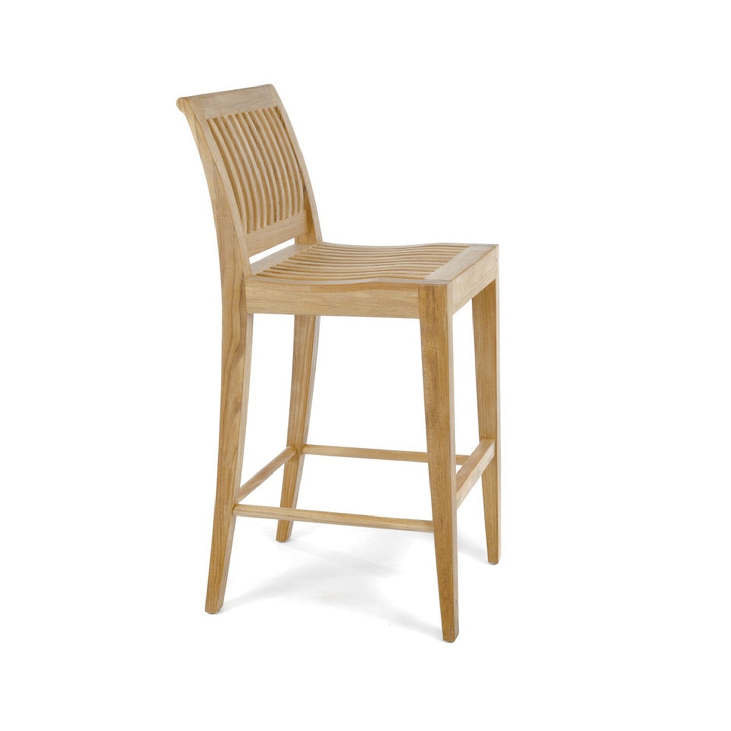 Upholstered Armless Teak Outdoor Bar Stool