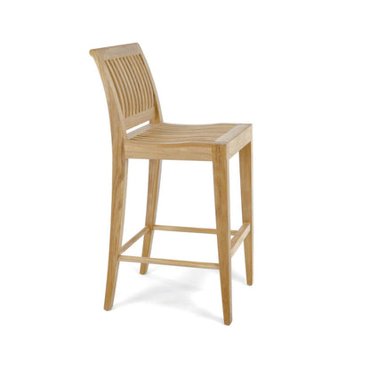Upholstered Armless Teak Outdoor Bar Stool