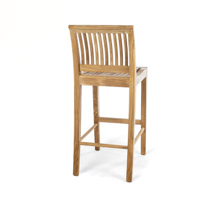 Upholstered Armless Teak Outdoor Bar Stool