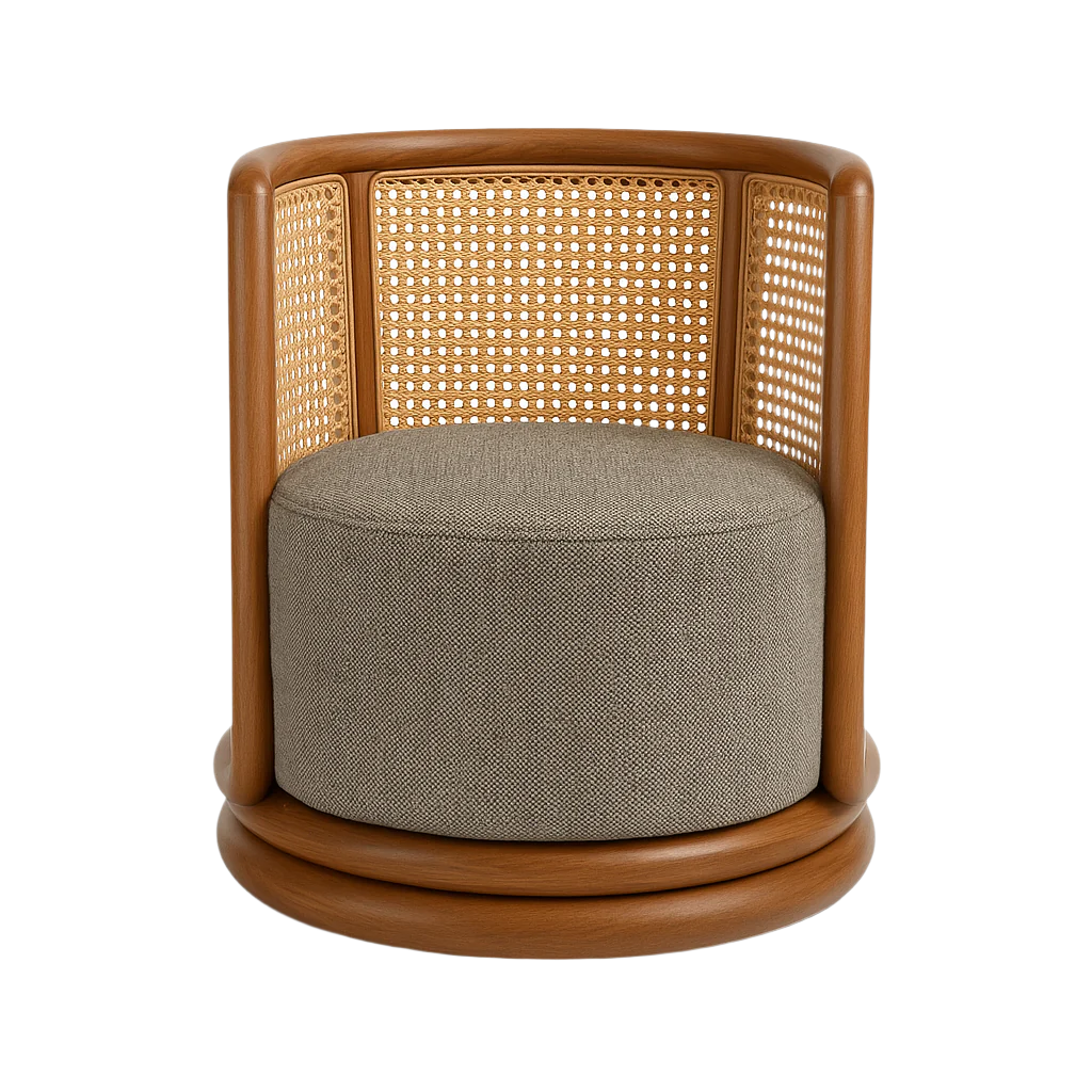 Rattan Swivel Lounge Chair Dubai Sand Fabric