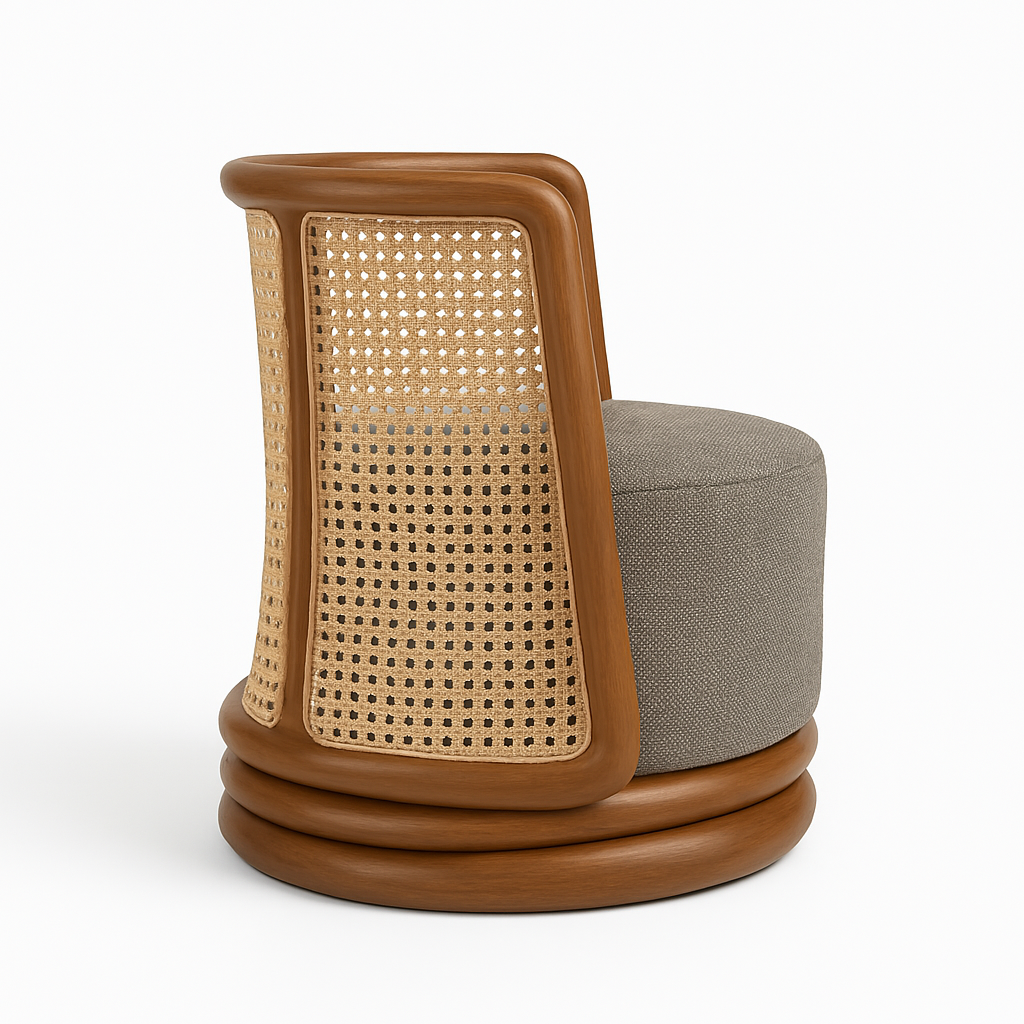 Rattan Swivel Lounge Chair Dubai Sand Fabric