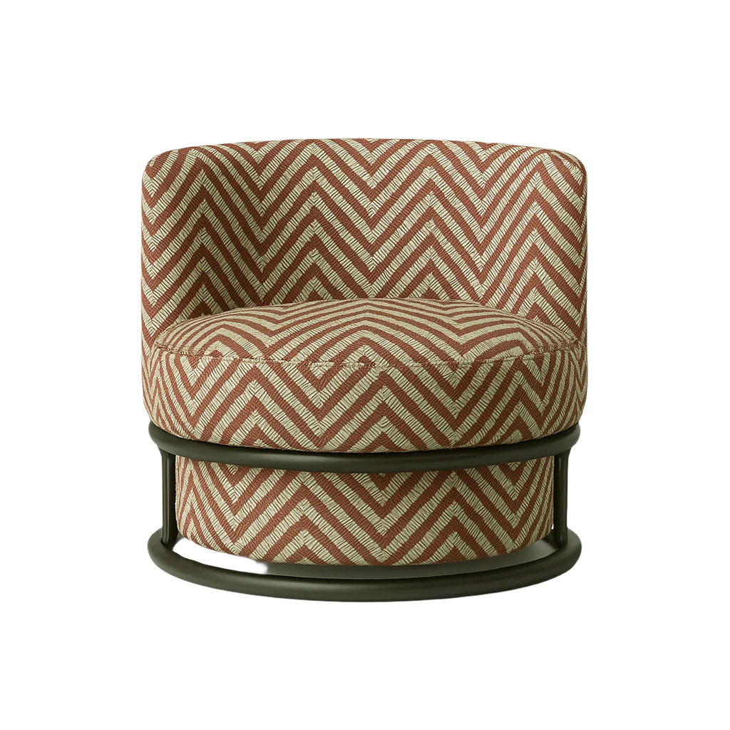 Swivel Lounge Chair Chevron Performance Fabric