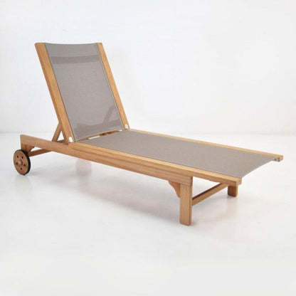 Teak & Taupe Outdoor Sun Lounger