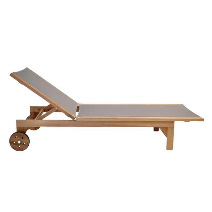 Teak & Taupe Outdoor Sun Lounger