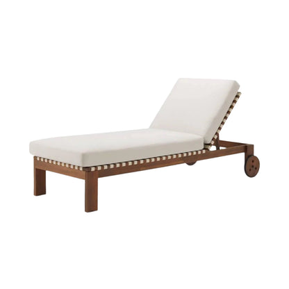 Teak & Cream Outdoor Sun Lounger
