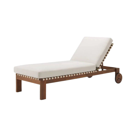 Teak & Cream Outdoor Sun Lounger