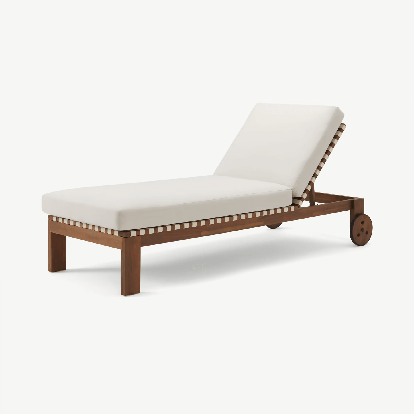 Teak & Cream Outdoor Sun Lounger