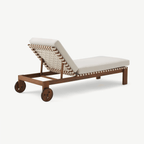 Teak- und Creme-farbener Outdoor-Sonnenliege